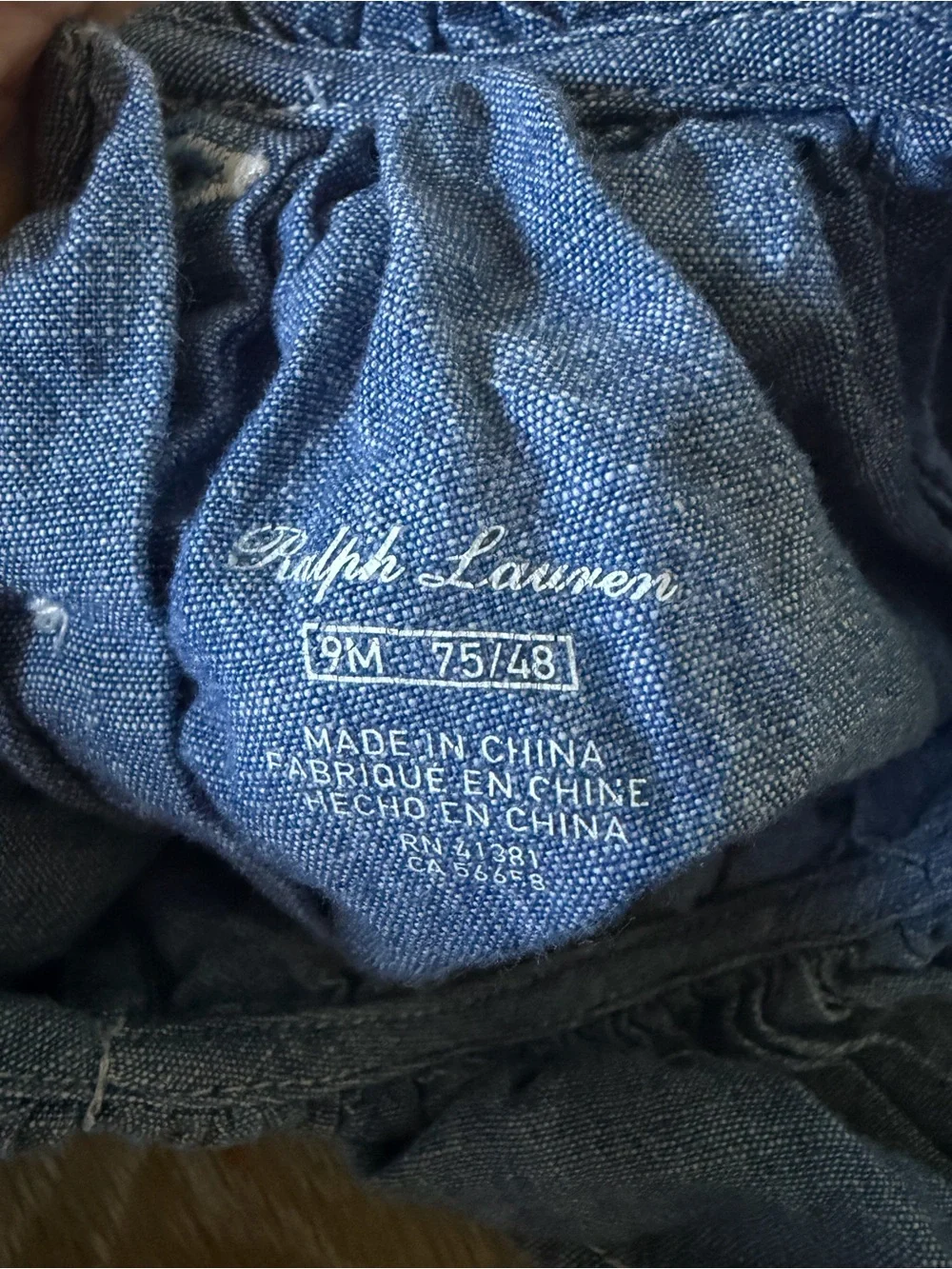 Ralph Lauren Cotton Chambray Baby Bubble Romper